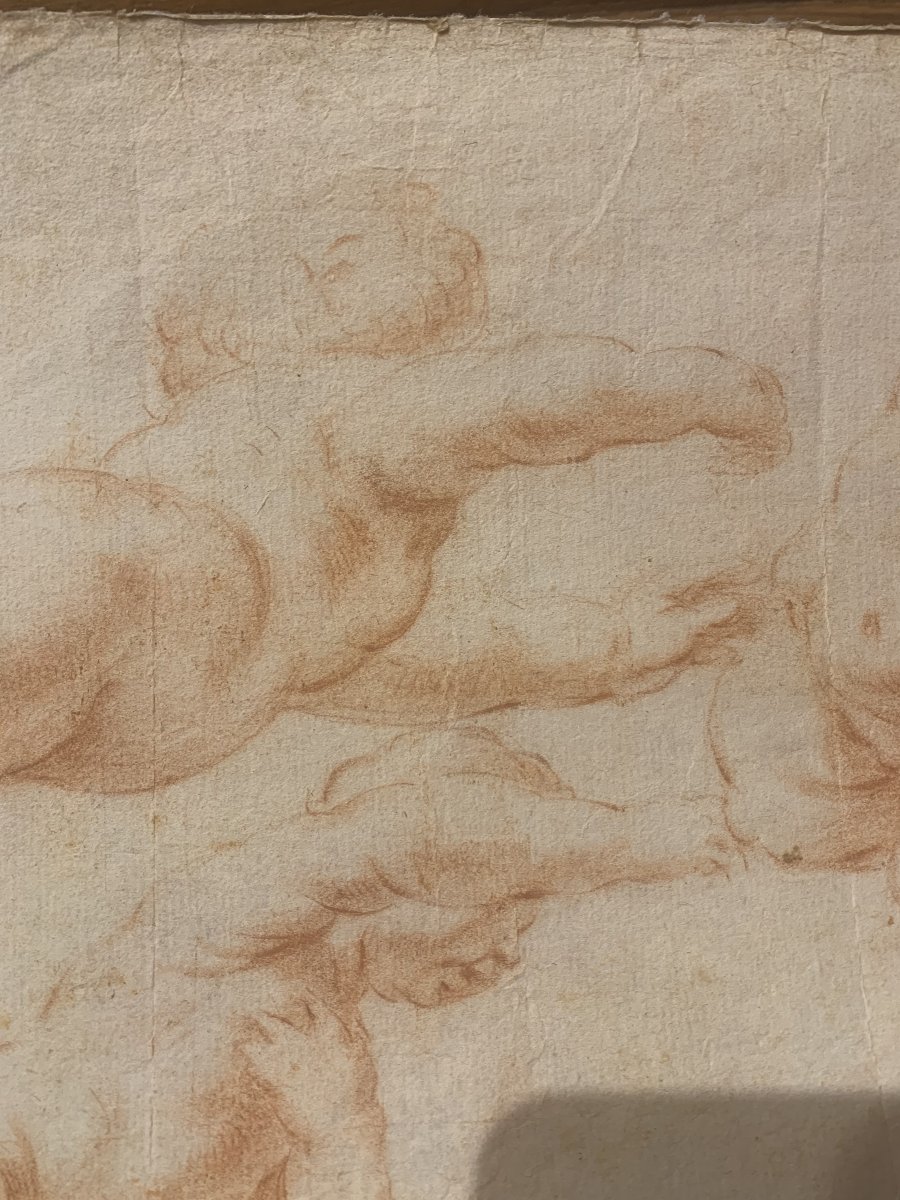 Italian School - Putti - Pair Of Red Chalk Drawings - Late 17th Century - Italy  -academy--photo-1