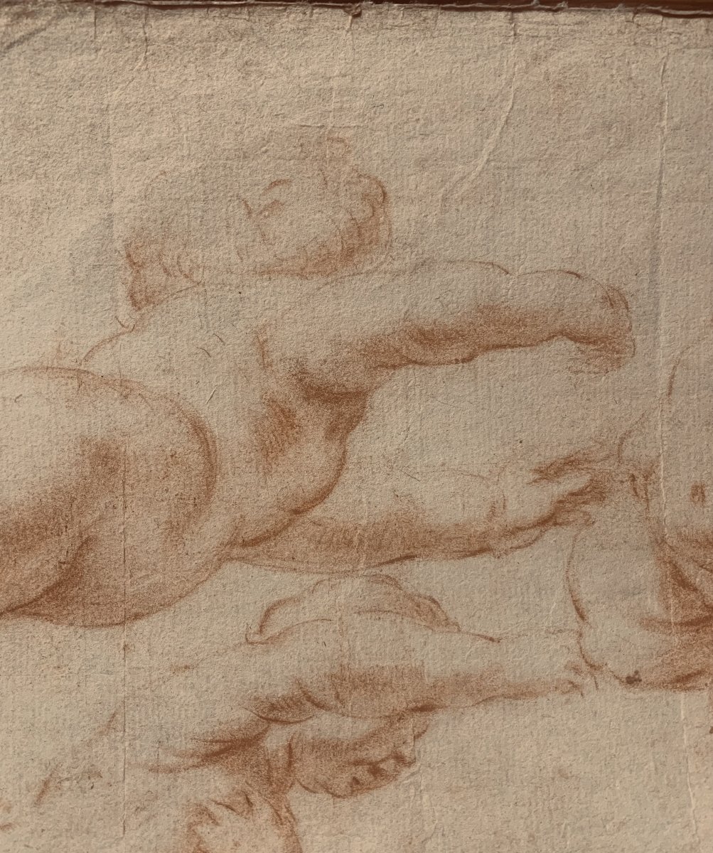 Italian School - Putti - Pair Of Red Chalk Drawings - Late 17th Century - Italy  -academy--photo-2