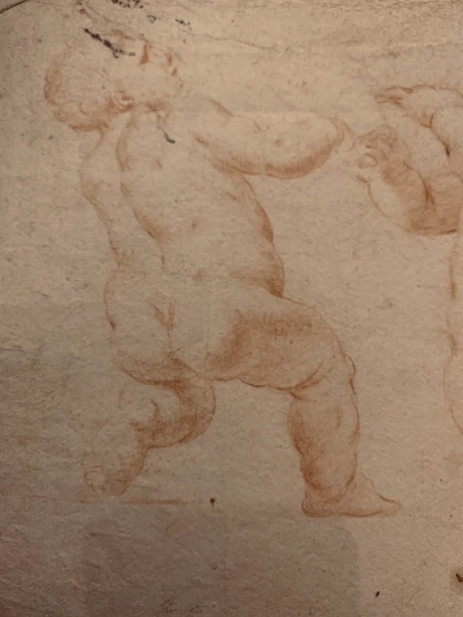 École italienne - Putti - dessin à la double sanguine - fin du XVIIe siècle - Italie - Académie-photo-4