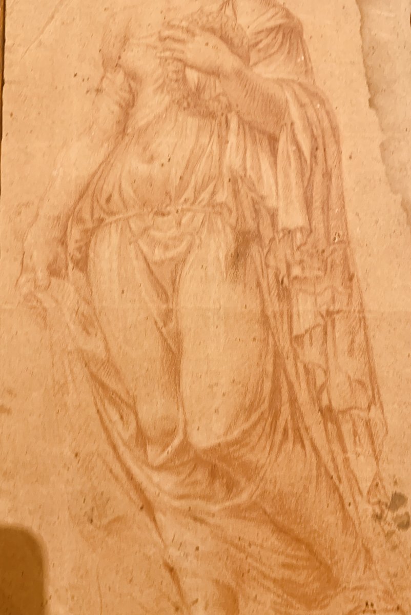 Roman School - Flora Farnese, 18th Century, Red Chalk - Rome, Italy-photo-2