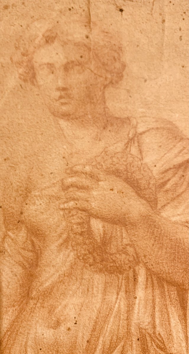 Roman School - Flora Farnese, 18th Century, Red Chalk - Rome, Italy-photo-1