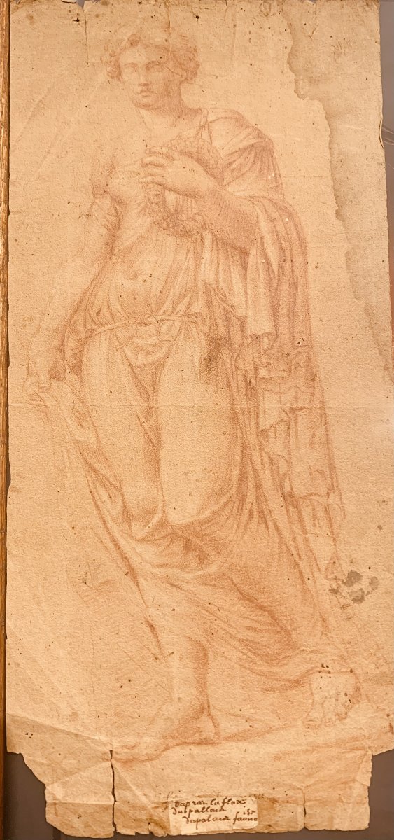 Roman School - Flora Farnese, 18th Century, Red Chalk - Rome, Italy