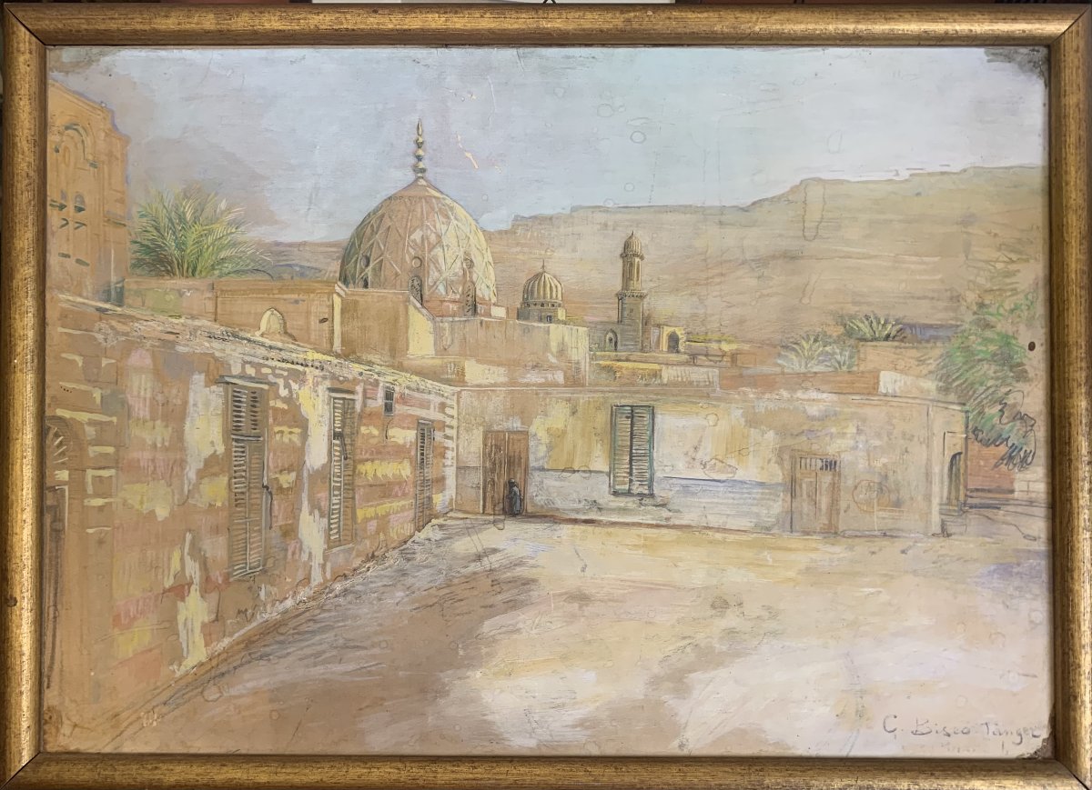 Cesare Biseo - Mosquée à Tanger - Maroc - orientalisme Rome orientaliste Italie Afrique 1875 ca
