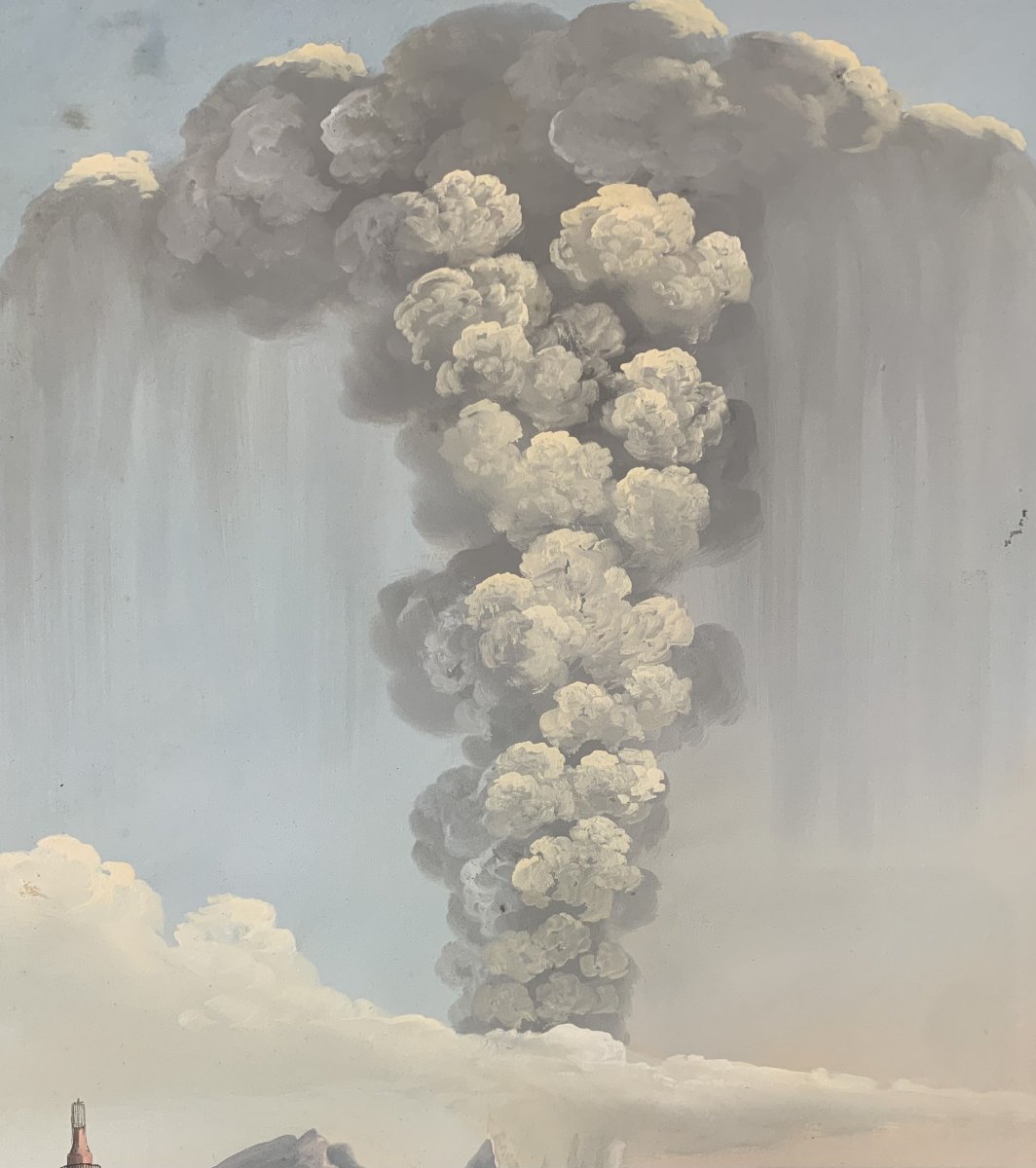 Salvatore Fergola - Éruption du Vésuve 1822 - Gouache napolitaine - Naples, Italie-photo-3