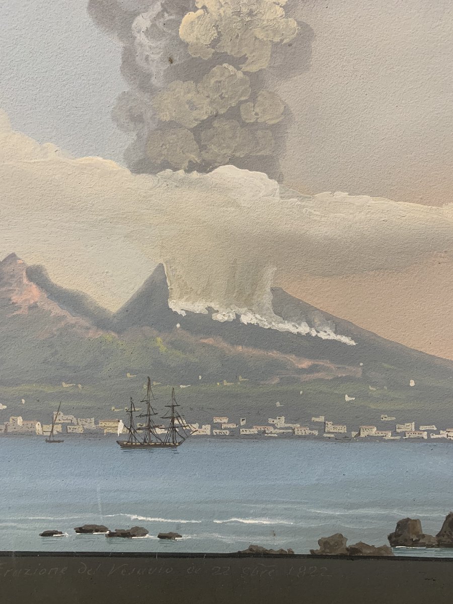 Salvatore Fergola - Éruption du Vésuve 1822 - Gouache napolitaine - Naples, Italie-photo-4