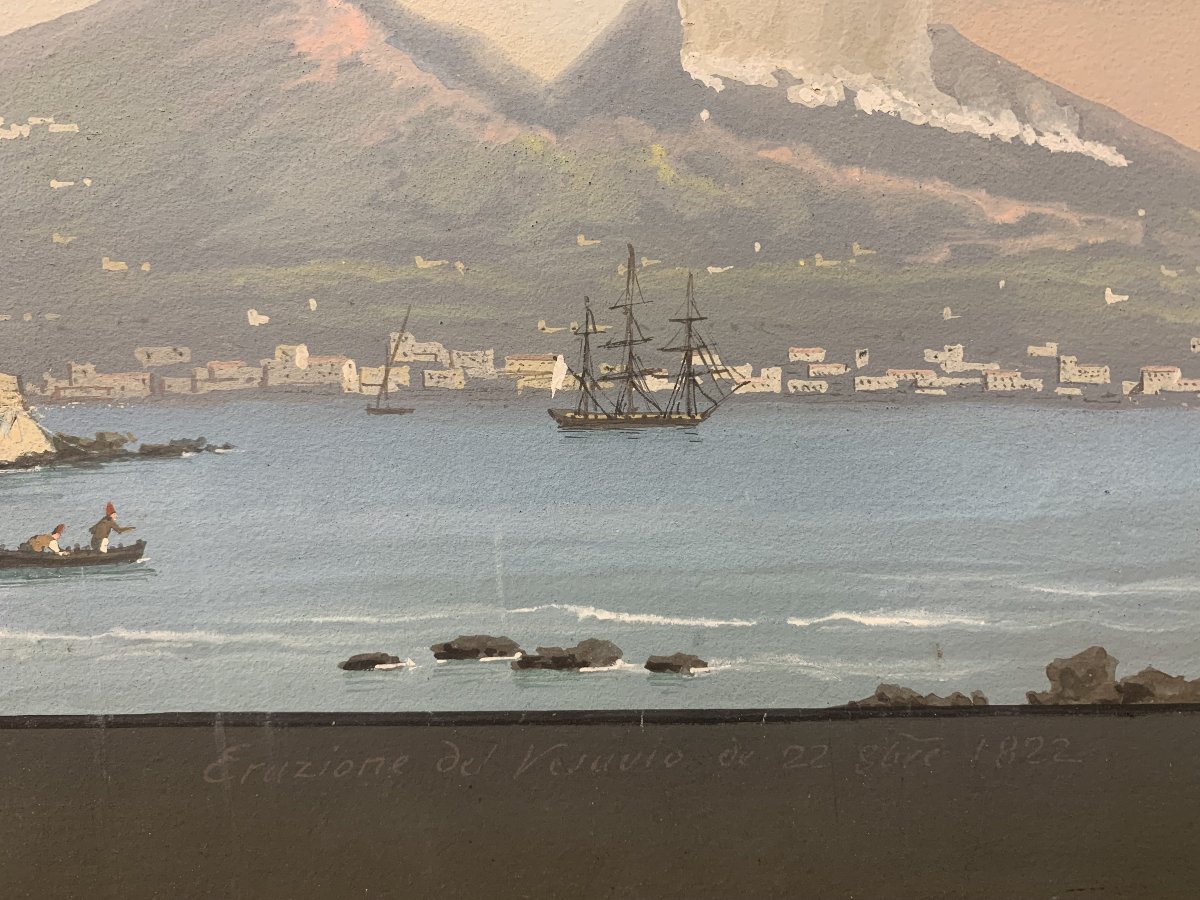 Salvatore Fergola - Éruption du Vésuve 1822 - Gouache napolitaine - Naples, Italie-photo-1