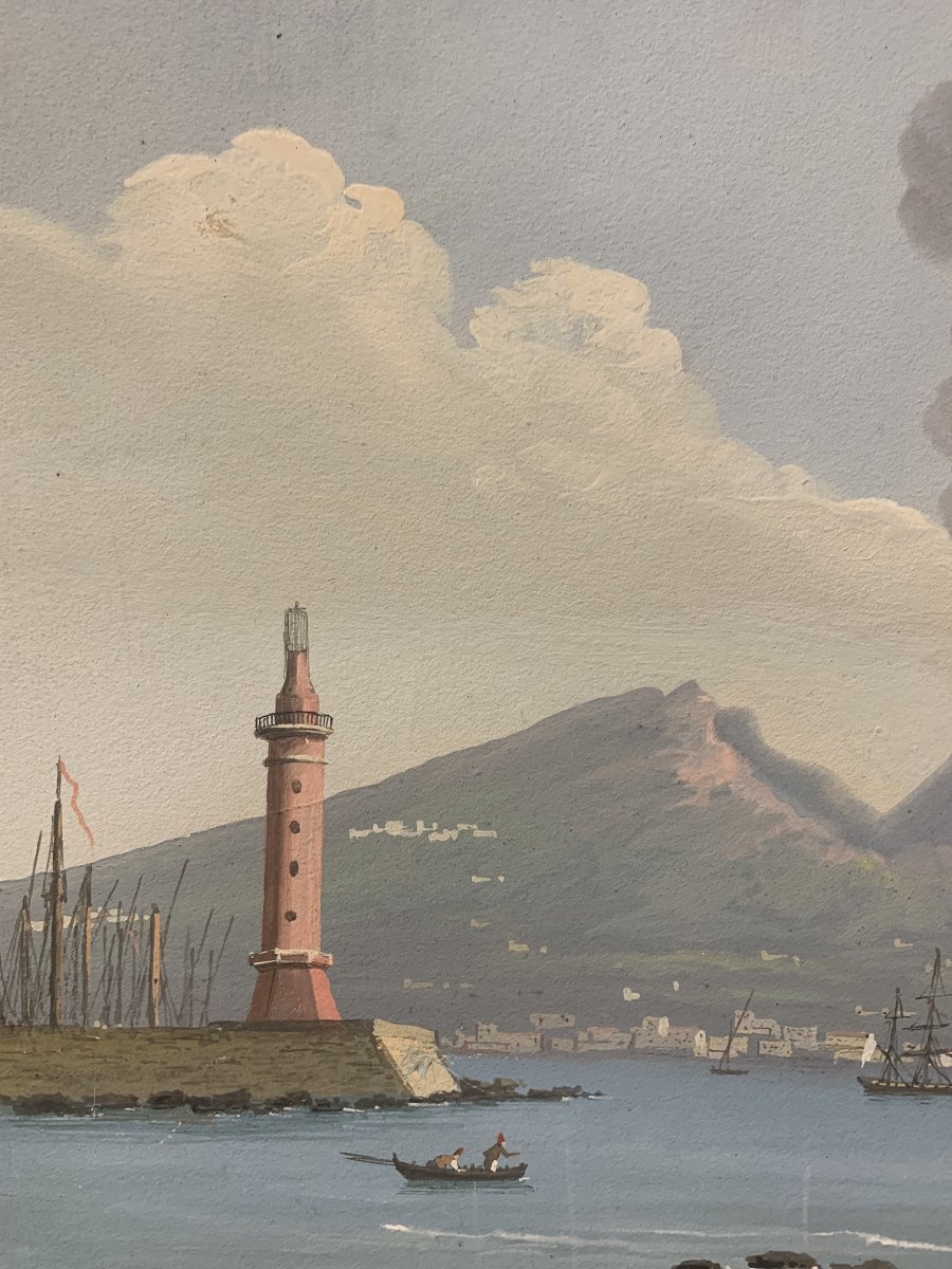 Salvatore Fergola - Éruption du Vésuve 1822 - Gouache napolitaine - Naples, Italie-photo-2