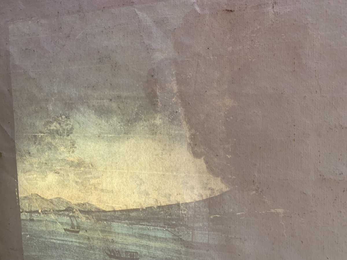 Pair Of Vesuvius Ash Eruptions, 1794 – Neapolitan Gouaches – Naples – Italy, Late 18th Century-photo-7