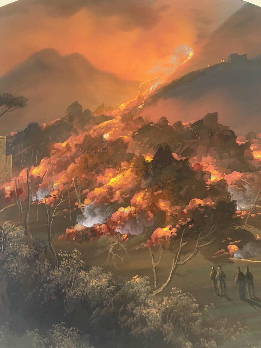 Neapolitan School—gouache—nighttime Eruption Of Vesuvius—crater—naples -photo-4