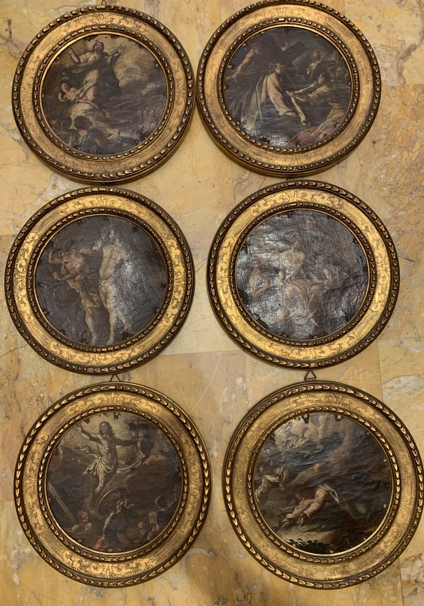 École napolitaine - Six tableaux de la vie du Christ - fin XVIIe siècle - Italie, Naples