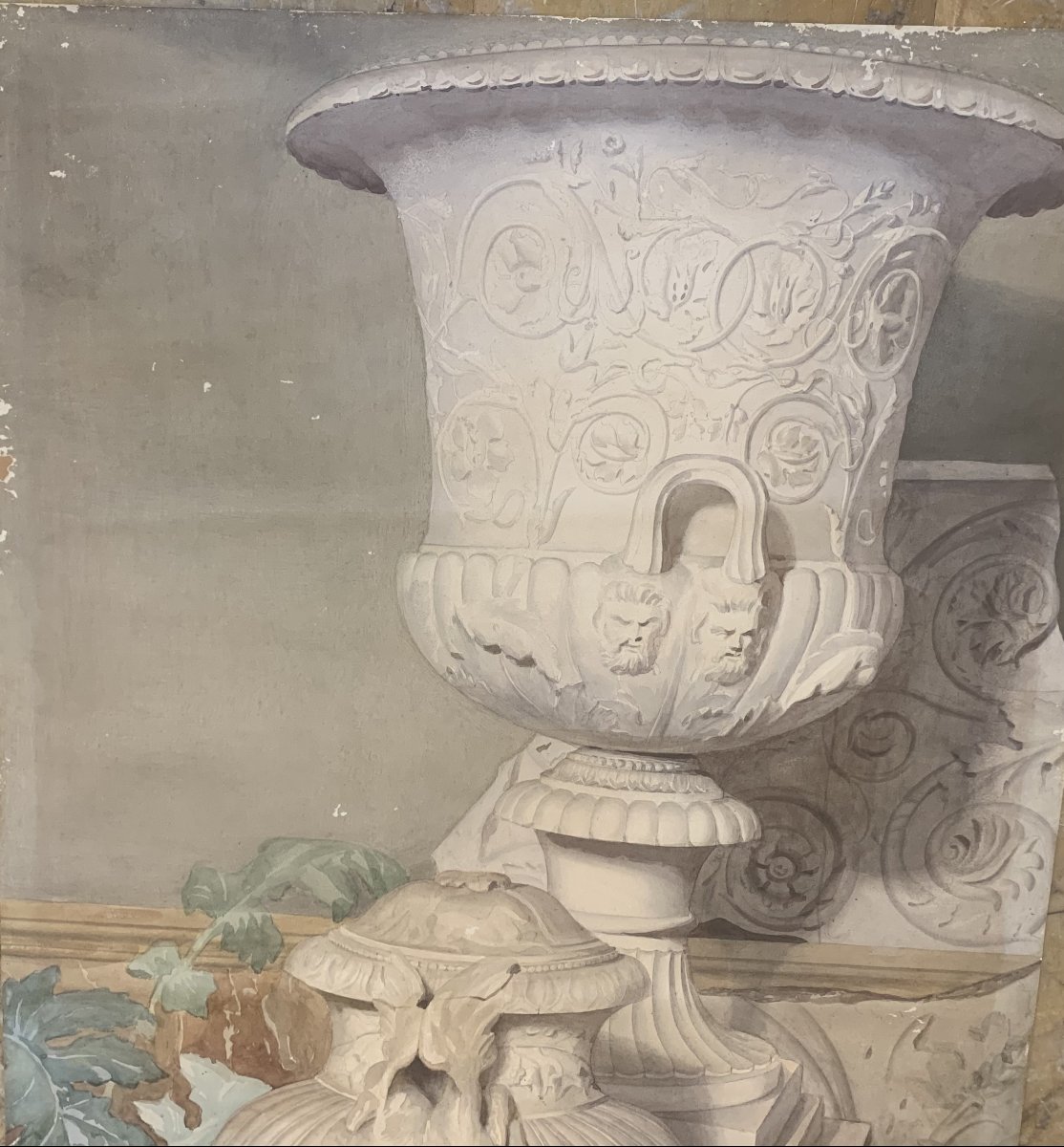 Deux grandes études décoration intérieure avec antiquités - Claudio Monticelli, 1910 ca Rome-photo-1