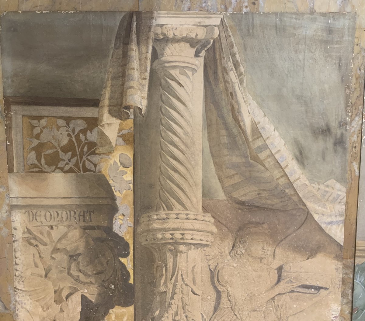 Deux grandes études décoration intérieure avec antiquités - Claudio Monticelli, 1910 ca Rome-photo-2