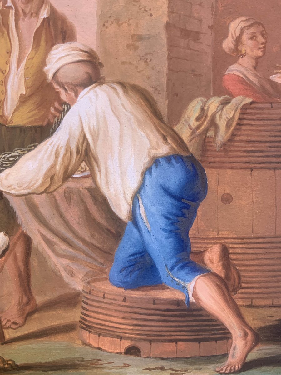 Saverio Della Gatta - Eating Macaroni In Naples - Neapolitan Gouache - Costumes, Late 18th Century -photo-4
