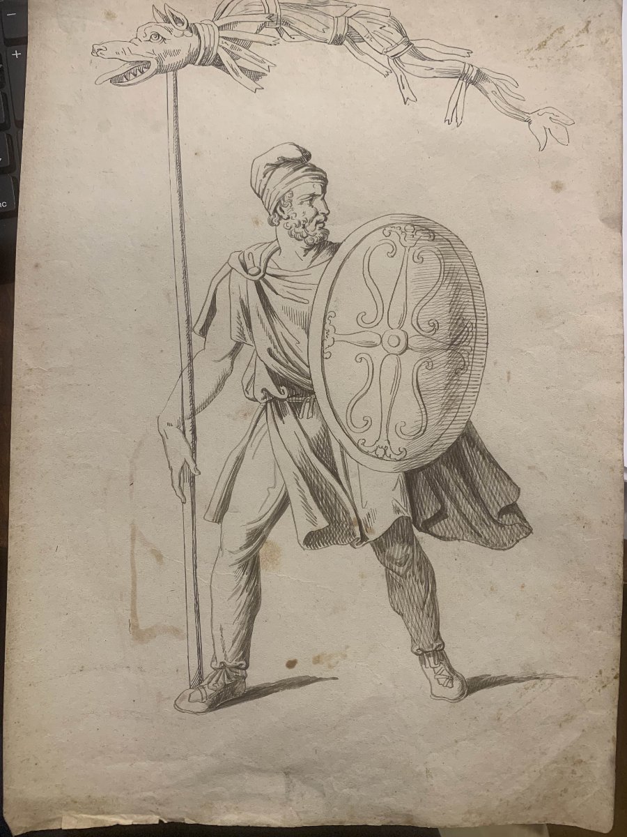 Bartolomeo Pinelli - Soldat dace - Aquarelle - Rome en costume - Grand Tour 