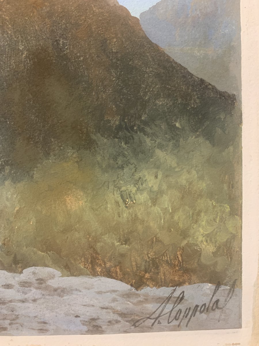 Antonio Coppola - On Mount Vesuvius - Neapolitan Gouache - Eruption Of Naples - Grand Tour -photo-3