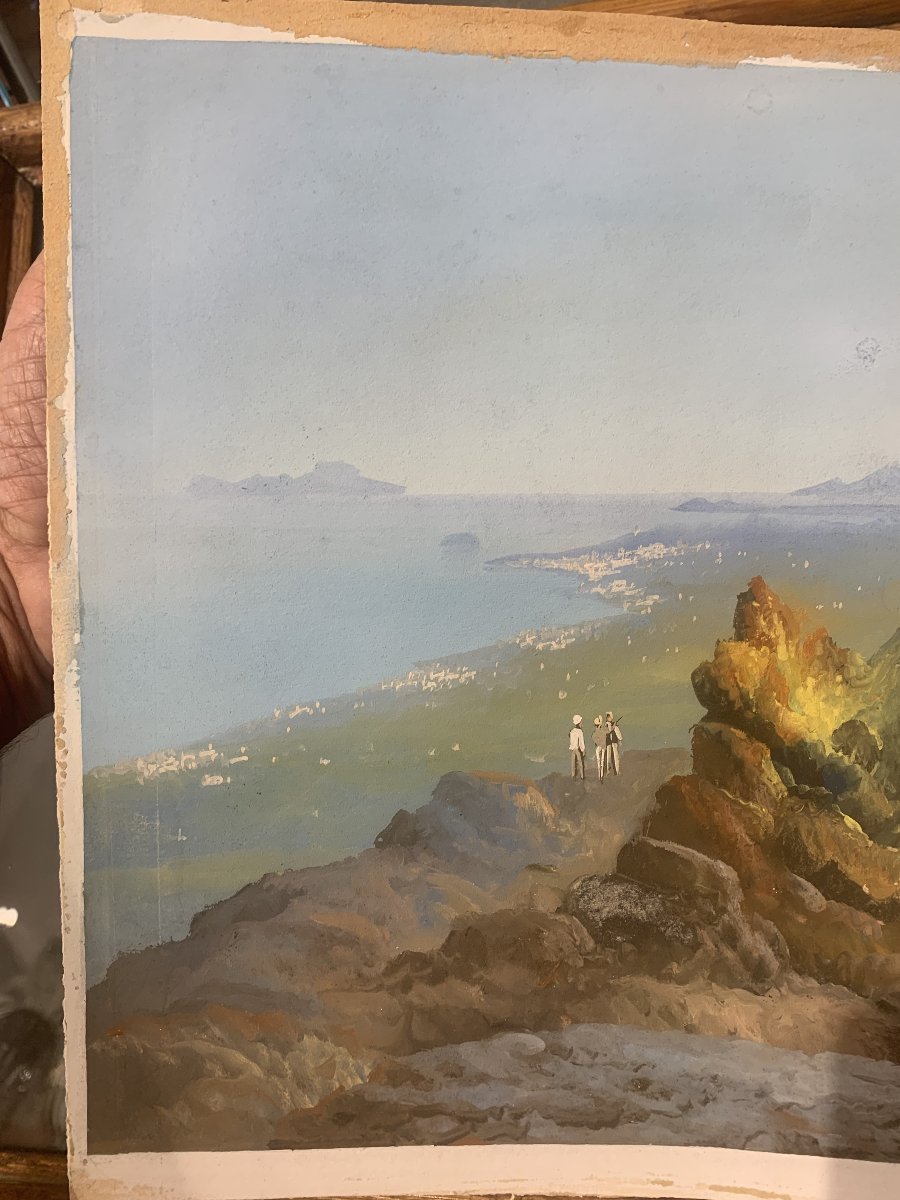 Antonio Coppola - On Mount Vesuvius - Neapolitan Gouache - Eruption Of Naples - Grand Tour -photo-4