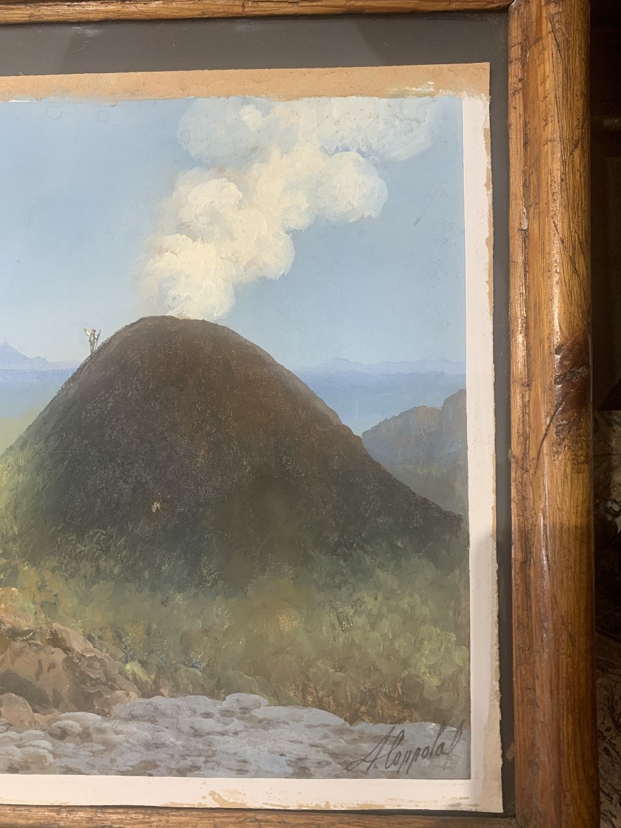 Antonio Coppola - On Mount Vesuvius - Neapolitan Gouache - Eruption Of Naples - Grand Tour -photo-1