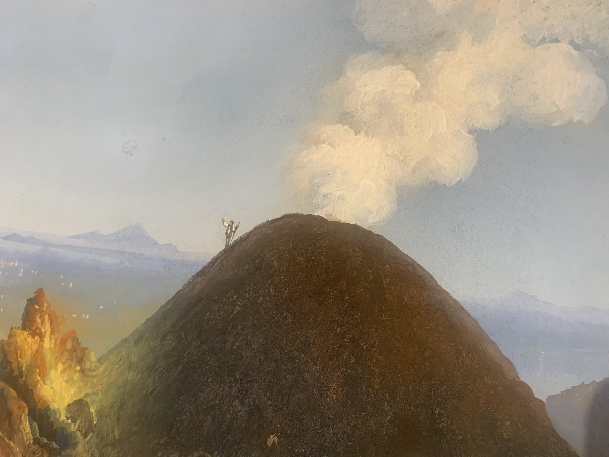 Antonio Coppola - On Mount Vesuvius - Neapolitan Gouache - Eruption Of Naples - Grand Tour -photo-3