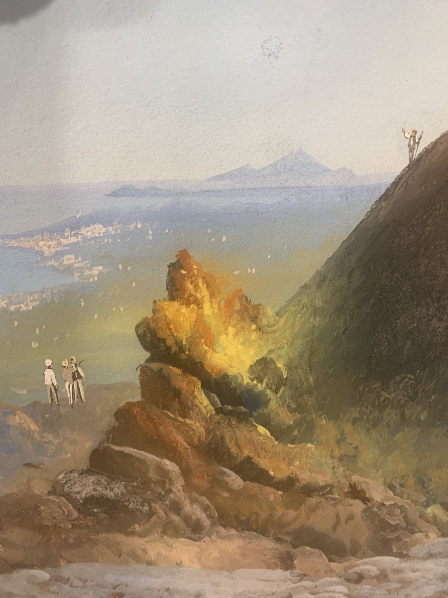 Antonio Coppola - On Mount Vesuvius - Neapolitan Gouache - Eruption Of Naples - Grand Tour -photo-4