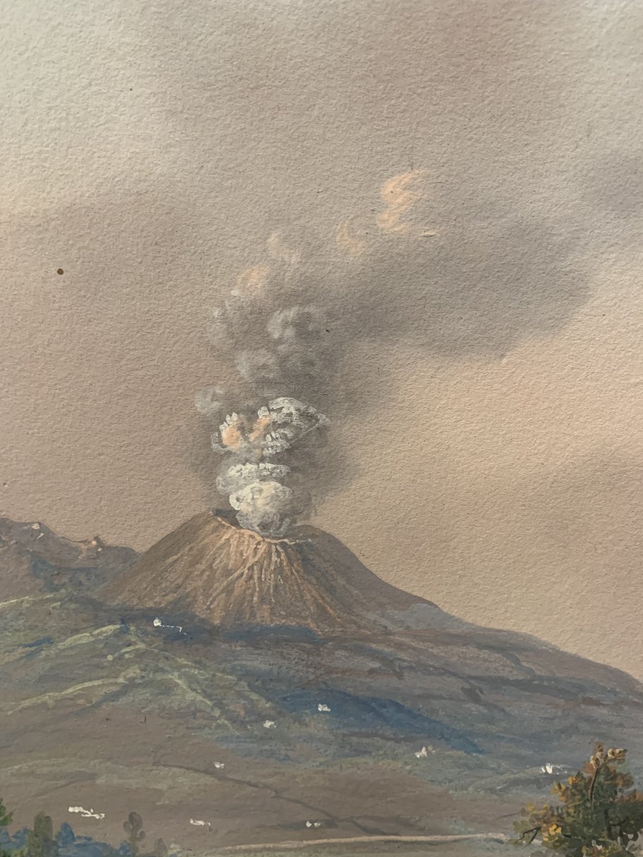 C. de Vito (attribué à) – Naples vue de Capodimonte – gouache napolitaine – Grand Tour, Vésuve-photo-6