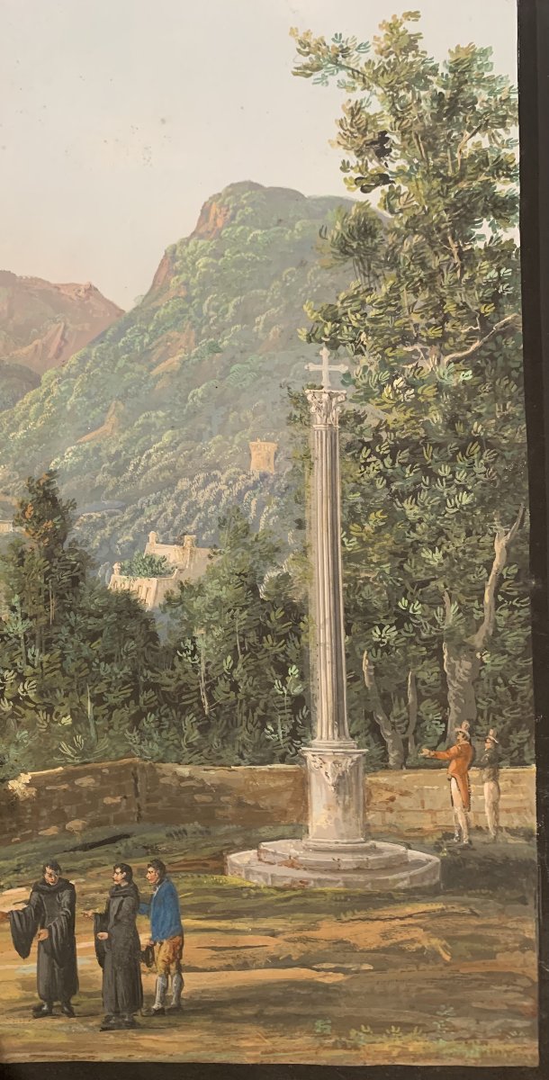 C. De Vito (actor) Castellammare—gouache—neapolitan—grand Tour Of Vesuvius -photo-2