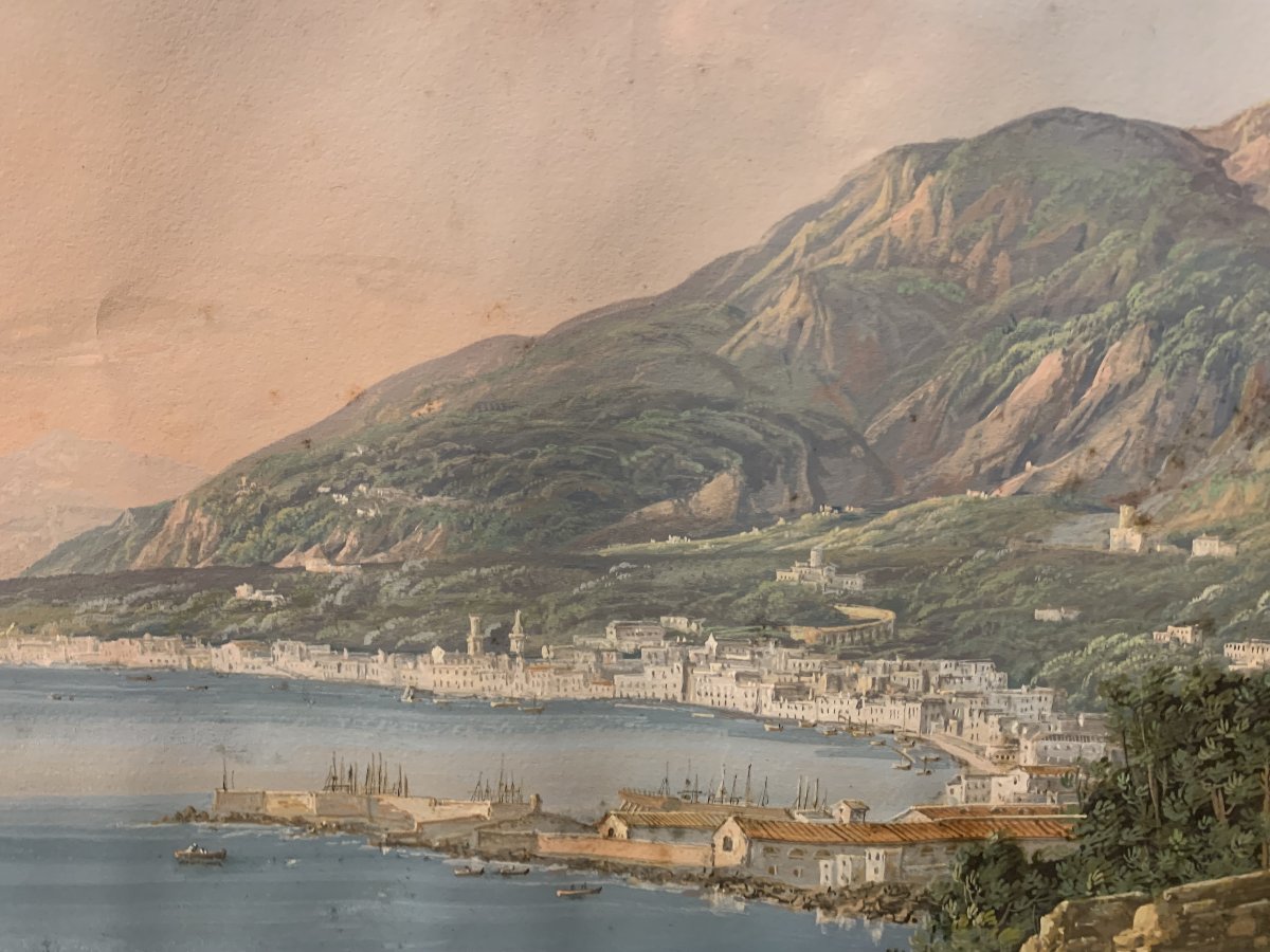 C. De Vito (actor) Castellammare—gouache—neapolitan—grand Tour Of Vesuvius -photo-1