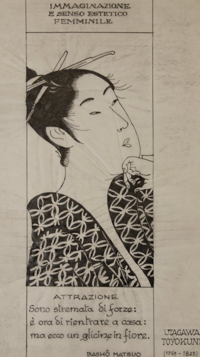 3 dessins d'après des xylographies de Kitagawa Utamaro, Japon, Italie, XXe siècle-photo-3