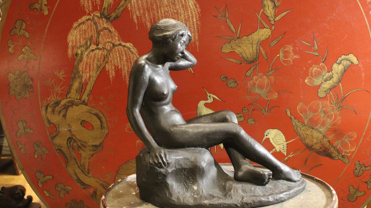 Tetsuya Mizunoya, Bronze Sculpture Depicting A Japanese Girl. Circa 1930 -photo-2