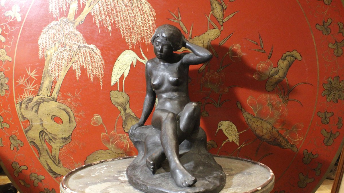 Tetsuya Mizunoya, Bronze Sculpture Depicting A Japanese Girl. Circa 1930 
