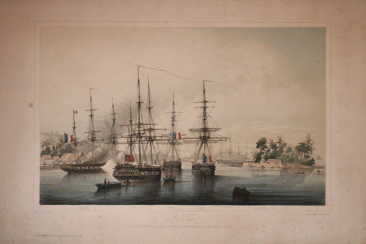 L. Lebreton—views Of Tahiti, Polynesia—hand-colored Lithographs—1844 -photo-4