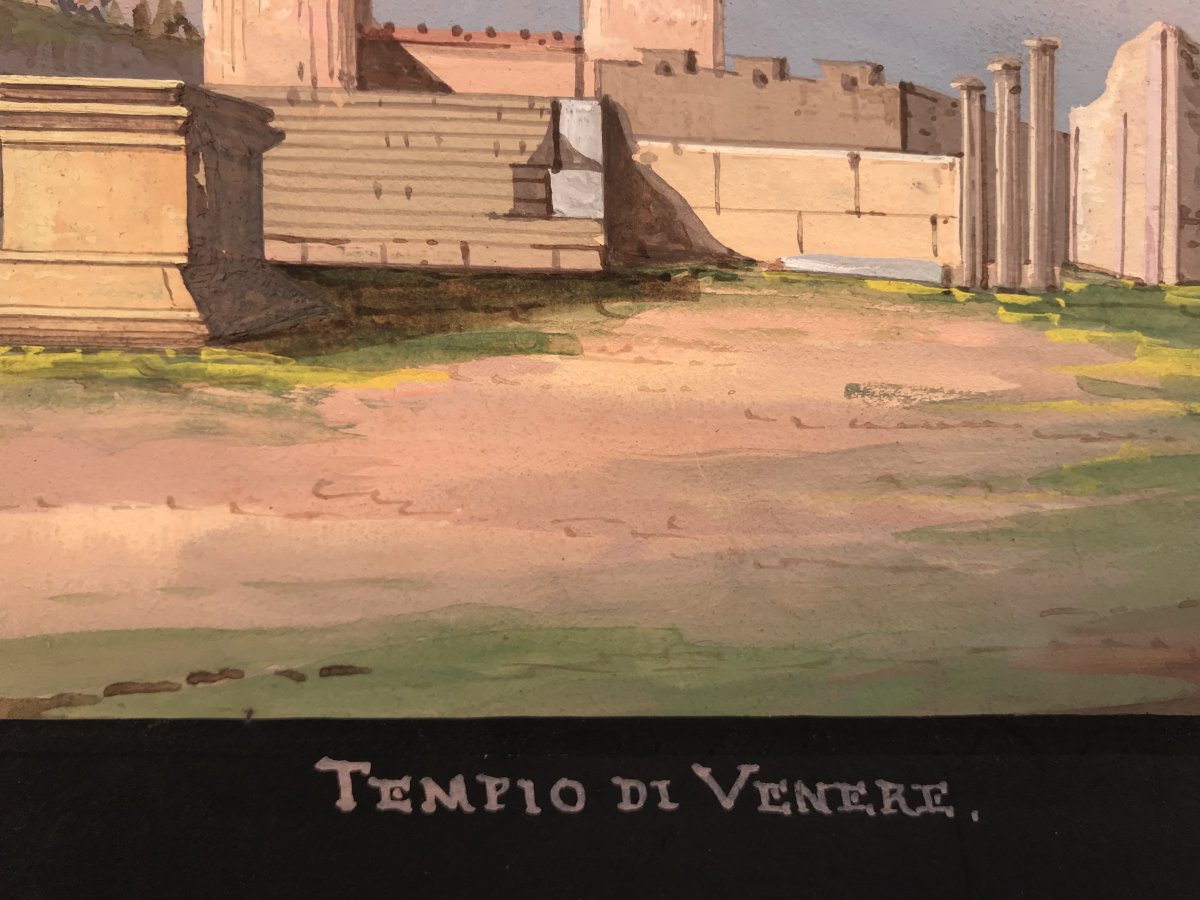 Mauton - Tempio di Venere a Pompei- Gouache - 1830 ca-photo-3