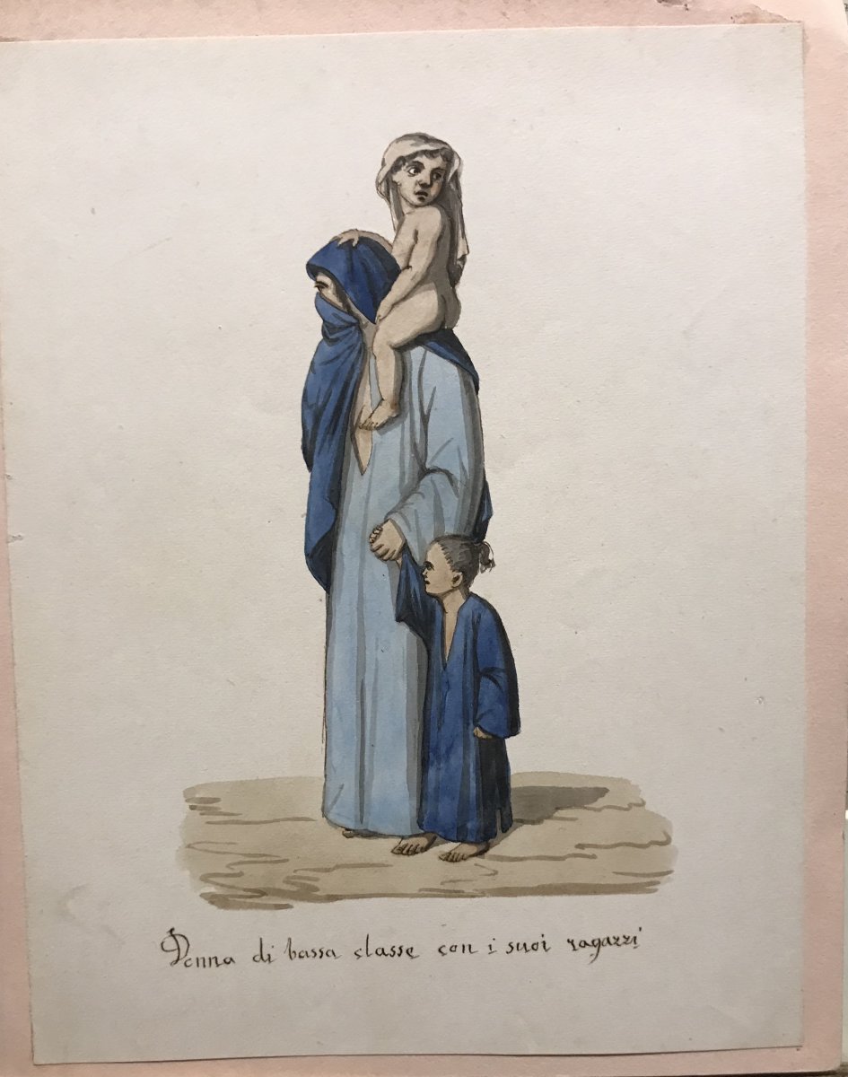 Italian School, Suite Of 12 Islamic Costumes, Watercolors 1830 Ca. Orientalist-photo-8