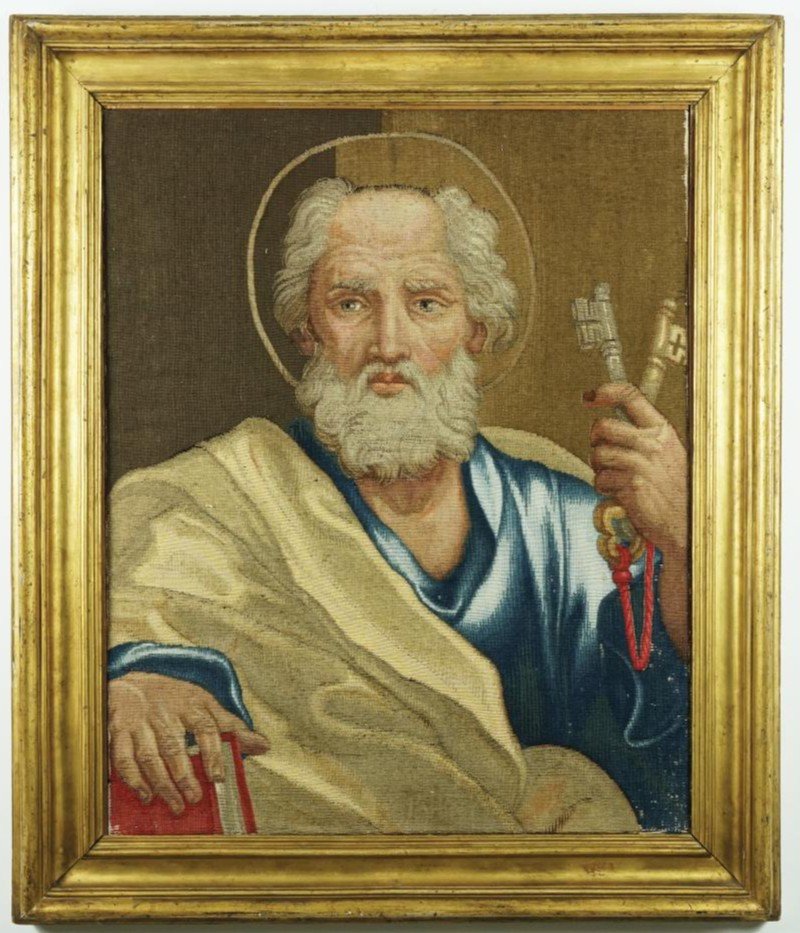 Saint Peter, Very Rare Vatican Manufactured Tapestry ... First Half Of The Eighteenth Century.