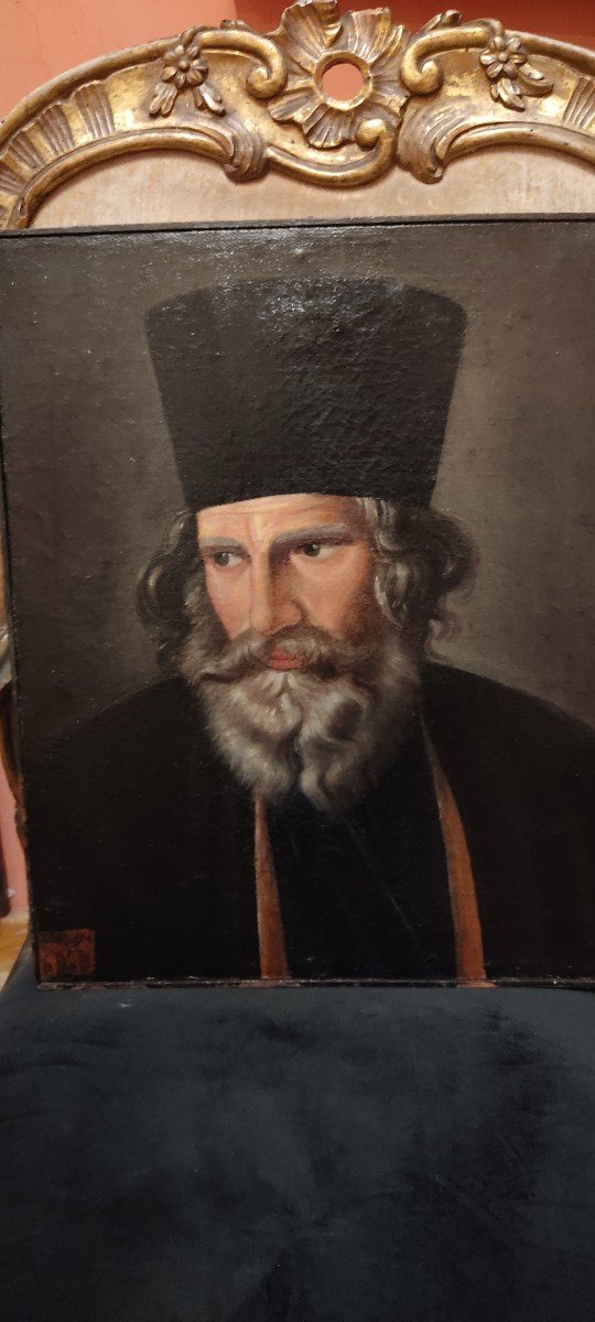 Peintre Italien Première Moitié Du XIXe Siècle Portrait d'Un Prêtre Grec Orthodoxe-photo-1