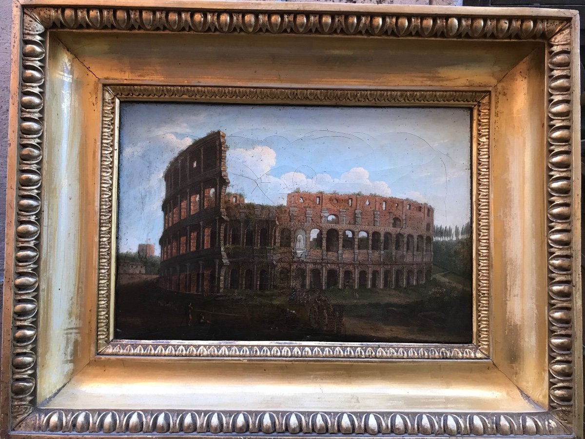 Italian School -view Of Rome -the Colosseum Late 18th Early 19th, Oil On Canvas-photo-2