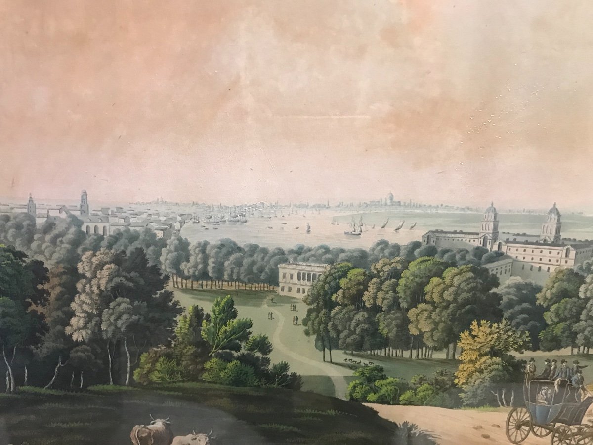 Une Vue De Greenwich Park A Londre- T.de L’argile - 1815 Aquatint-photo-1