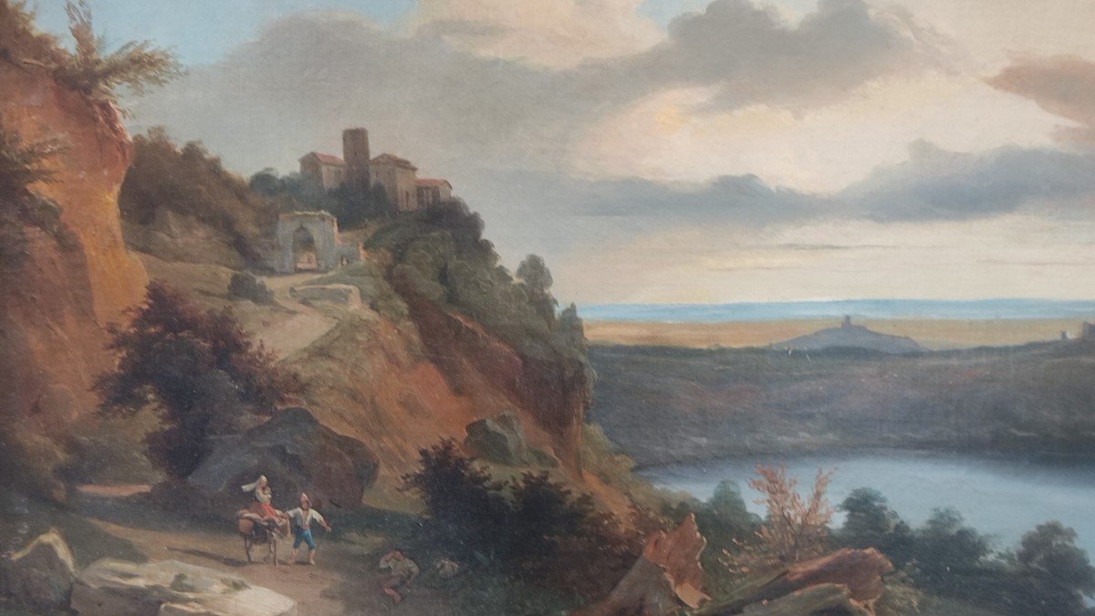 Beautiful View From The First Half Of The 19th Century French Author View Of Lake Nemi Near Rome-photo-4