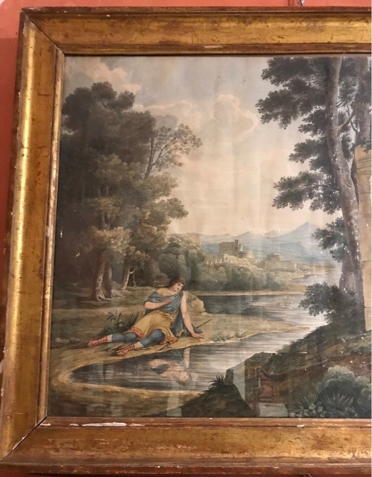 French School - Narcissus - Late 18th Century Watercolor - Greece - J Louis Cassas--photo-1