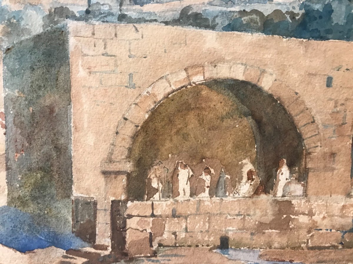 Source à Nazareth - Israël - Aquarelle - 1887 - J.h.  Danois --photo-4