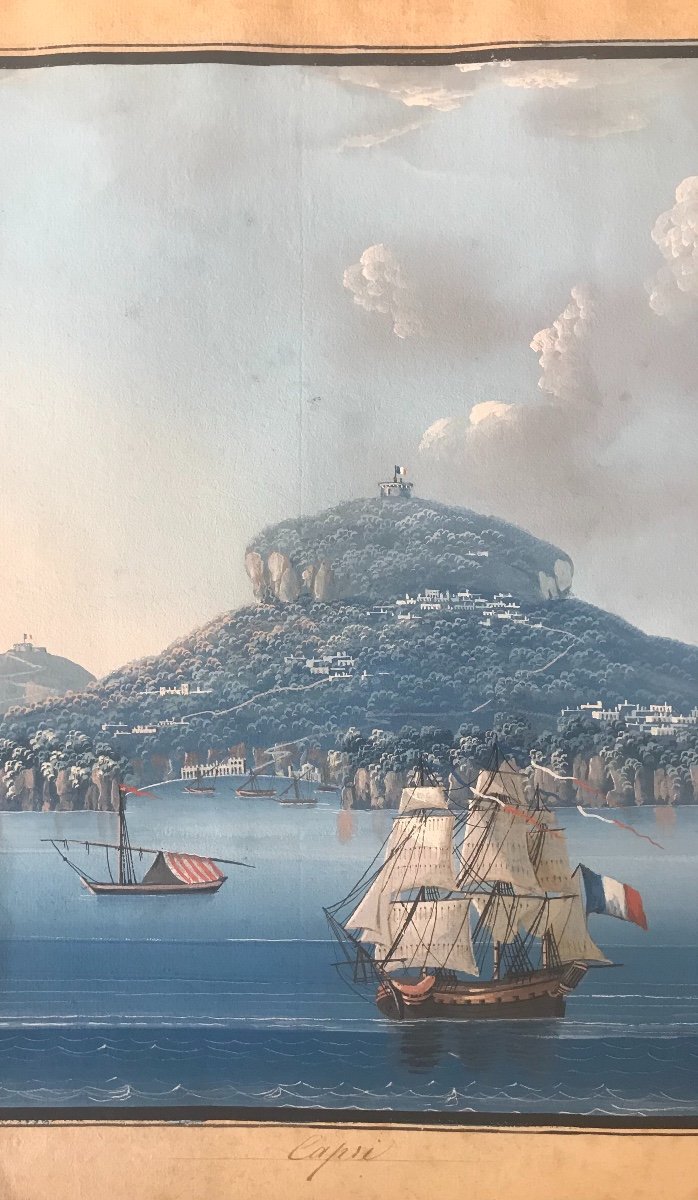 Neapolitan School - Capree - Capri - Gouache- 1810 Ca - Italy Grand Tour-photo-3