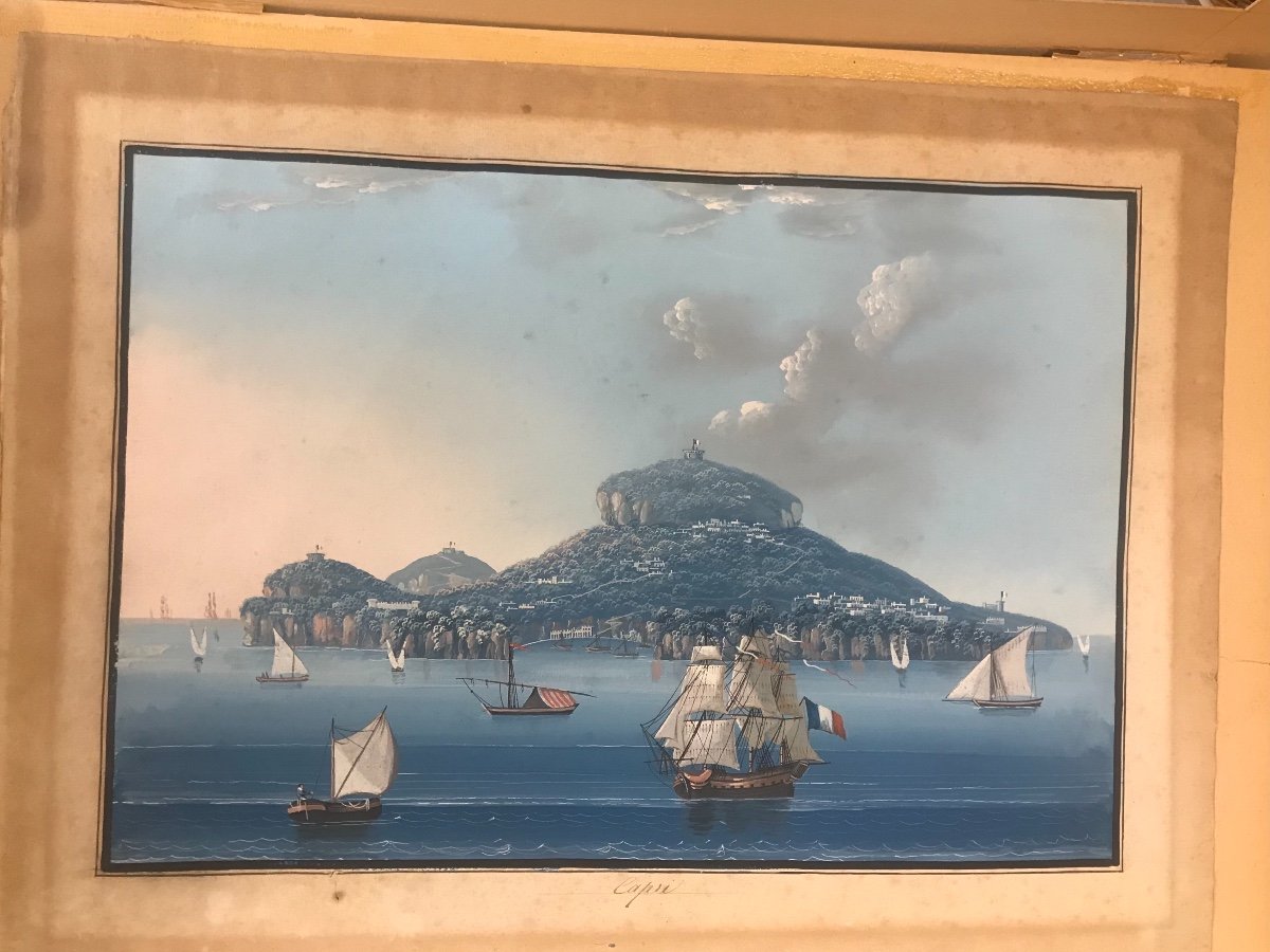 Neapolitan School - Capree - Capri - Gouache- 1810 Ca - Italy Grand Tour-photo-3