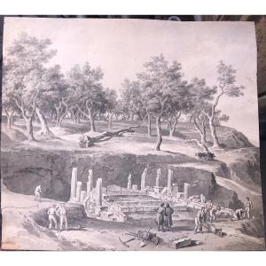 Anton Schranz(attr) Corfù - Excavations of the Temple of Artemis - Grece - Greek Athens