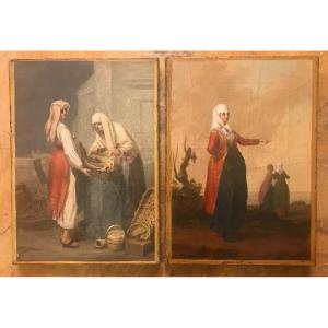 Jacques Beys Active a Naples 1778/1788 - 2 Costumes Napolitains - Napoli Procida Italie France 
