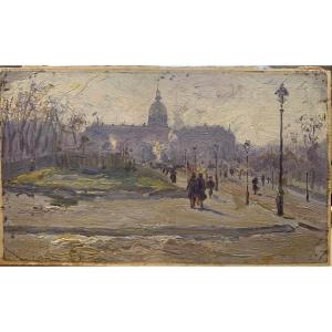 French Painter - Hotel Des Invalides - Paris - France - Oil On Paper - 1870 Ca