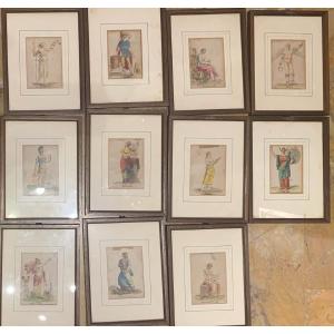 Felice Giani - 11 aquarelles figures allégoriques - XIXe  siècle Italie Grand Tour  