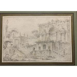 Hubert Robert - Rome Villa Sacchetti - France Italie Grand Tour  - francaise