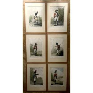 François David Soiron, Henry Bunbury, - 6 portraits d'uniformes militaires anglais- 