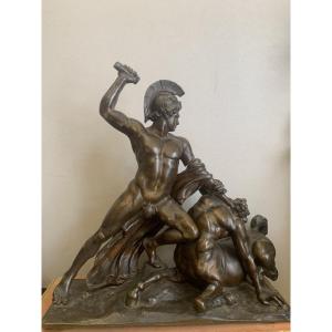 Canova - Theseus And The Centaur Phereus - Circa 1850. Bronze, Italy, Vienna. Neoclassical Style.