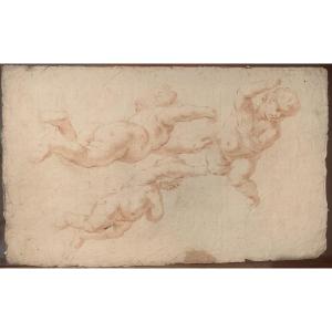 École émilienne - Putti - Dessin à la sanguine - Fin du XVIIe siècle - Italie - Académie Rome