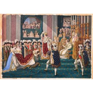 Juan Ruiz - Coronation Of Napoleon - Watercolor - Ca.1850 France - French -